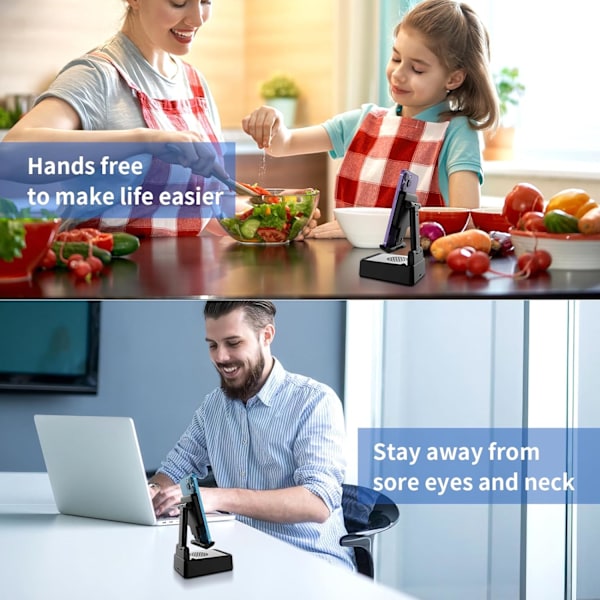 Mobiltelefonhållare med trådlös Bluetooth-högtalare 15W trådlös laddning, HD Surround Sound och väckarklocka Bluetooth-högtalarhållare för telefon,