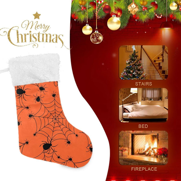 Julklapp, personliga julklappsstrumpor 2-pack Halloween Spindelnät 45,7 cm Julstrumpor Hängande Ornament Eldstad för Träddekoration