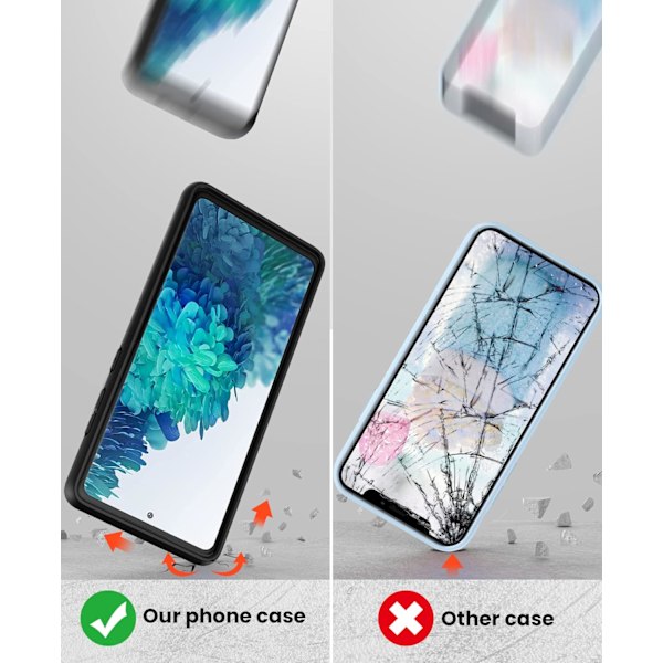 Kotelo Galaxy S20-FE:lle: Kaksikerroksinen iskunkestävä 5G-puhelimen suoja | Matta, liukumaton pinta | Kestävä sotilastason suojakuori - Musta Musta