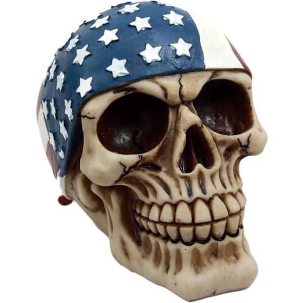 Ebros Gave Patriotisk Amerikansk Flag Stjerne Spangled Banner Bandana Biker Skull Dekorativ Figur Macabre Samleobjekt 4. Juli Frihed Uafhængighed