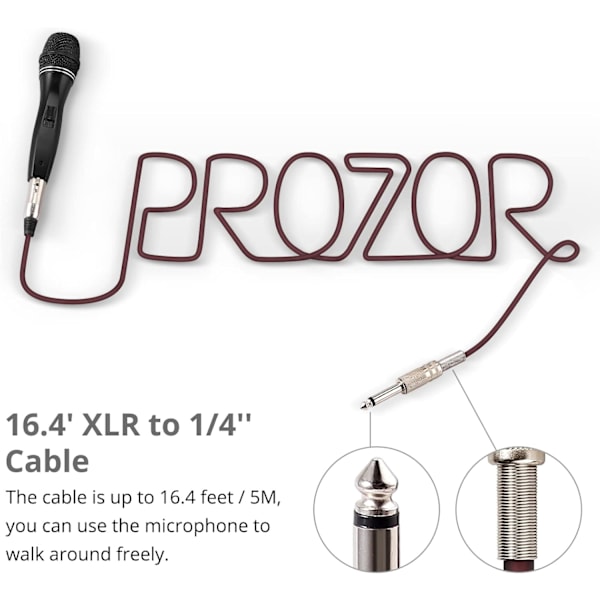 Dynamisk karaokemikrofon med 16,4 ft Xlr-kabel