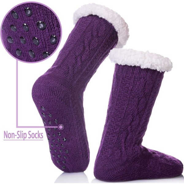 Kvinners tøfler Fuzzy sokker Fluffy Cozy Non Slip Varm Vinter Myk Tykk Fleece