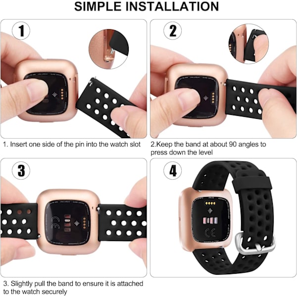 Silikone Sport Udskiftnings Remme til Fitbit Versa/Versa 2/Versa Lite (Mænd Kvinder)