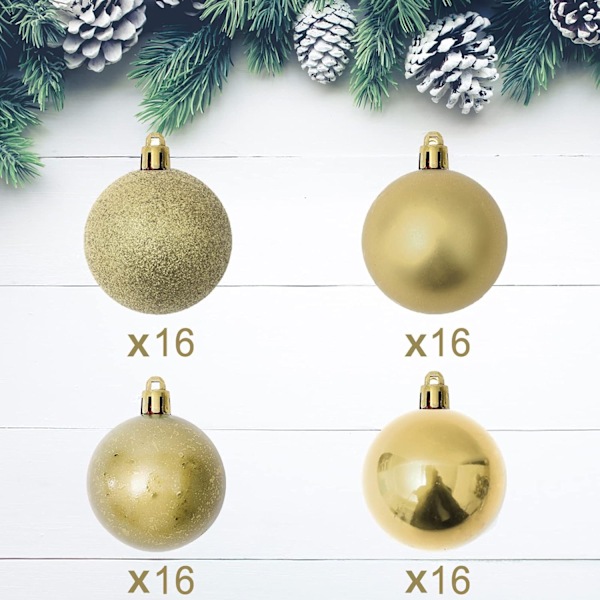 Julgranskulor 50mm/1,97 tum Ornament 8/Set 64 st Osplitterliga Julgranskulor