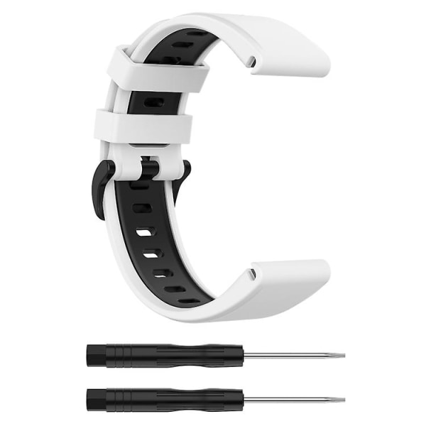 Til Garmin Fenix 6 To-farvet silikoneurrem FWN White Black