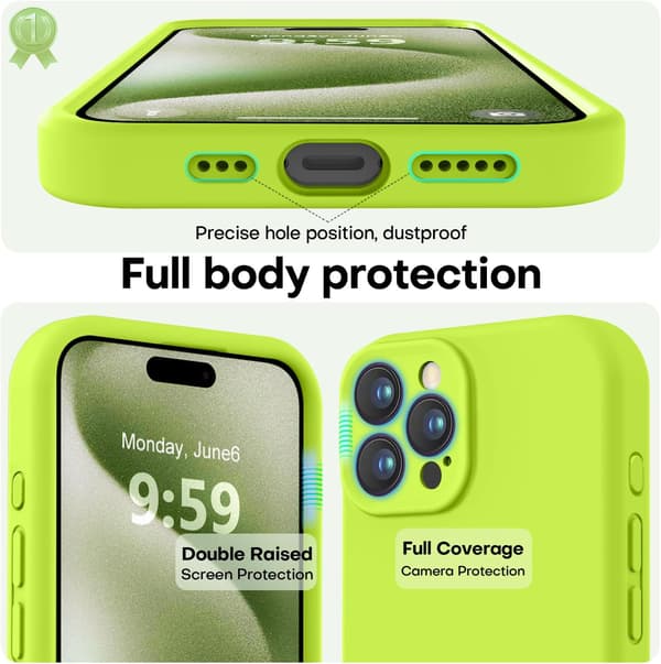 Premium silikone iPhone 15 Pro cover med mikrofiberfor, stødsikkert - Grøn