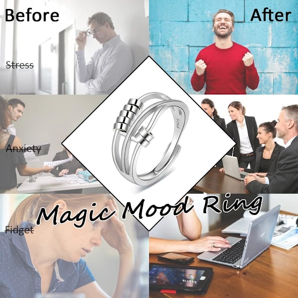 925 Sterling Silver ångestring - Retro spinnerring för stressavlastning