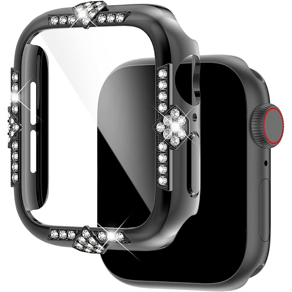 Hårt Skal Kompatibelt med Apple Watch Skal Serie SE 6/5/4 40mm Strass med Inbyggt Skärmskydd i Glas Diamant iWatch Skal Smart Klocka