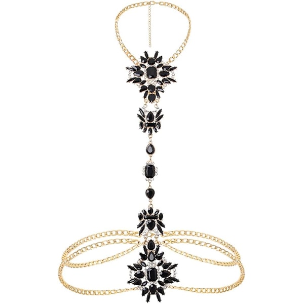 Boho Rhinestone Statement Halskedja Kristall Halsband Kropp