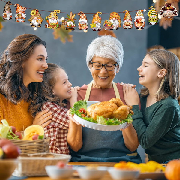 Höst Thanksgiving Gnomes Trä Hängande Prydnader, Höst Trä Hängande Hänge