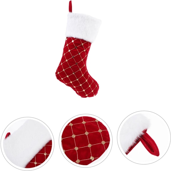 4 stycken julstrumpor med paljetter och söta dekorationer, juldekoration för hemmet, juldekorationer, Kami