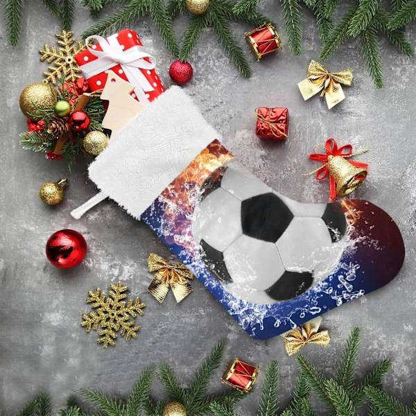 Julklapp, personliga julklappsstrumpor set om 2 fotboll 18 tum julstrumpor hängande prydnad spis för träddekoration 17.71x1