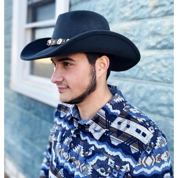 Womens Cowgirl Studded Pinched Western Cowboy Hats for Men Wide Brim Gaucho Hat