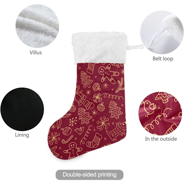 Julklapp, personliga julklappsstrumpor 2-pack Söt jul-doodle 45,7 cm Julstrumpor Hängande prydnad för eldstad för träd