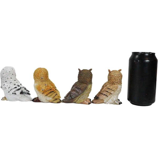 Ebros Farverige Natugler fra Verden Miniature Figurine Sæt af 4 Lunefulde Skovugle Fugle Tema Accent Sne Lade Stor Horned Arter Hånd