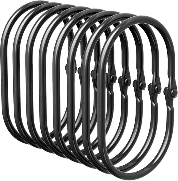 Duschdraperiringar, Bathway Duschdraperikrokar, Svarta Duschdraperikrokar Rostfria, Anti-Drop Släta Duschringar för Draperi, 12 st