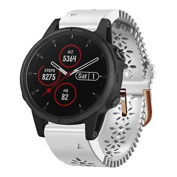För Garmin Fenix 5s Plus 20mm Damsilikon Armband Med Spets Stansa ZMY White