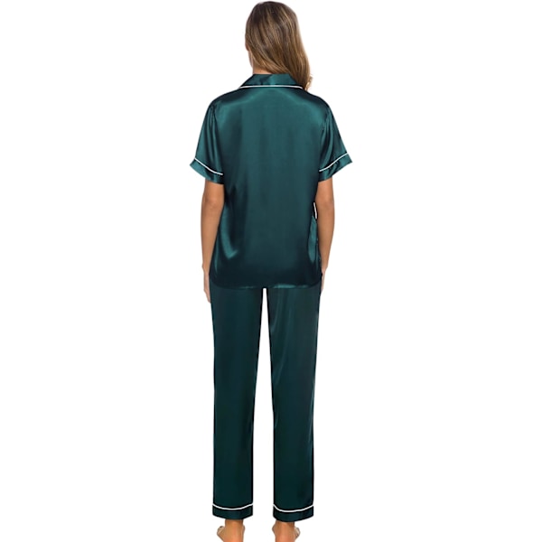 Dames Silke Satin Pyjamas Loungewear Todelt Sleepwear Button-Down Pj Sæt