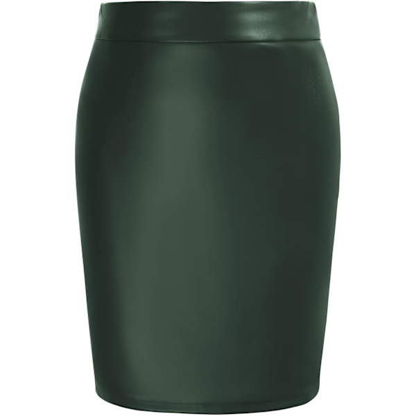 Kvinnors läderkjol Plus Size Midi Längd Hög Midja PU Pennkjol