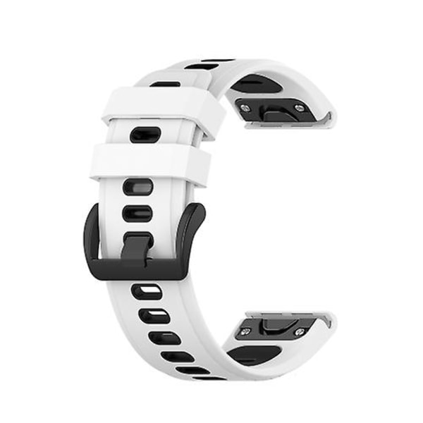 För Garmin Fenix 7s 20mm Tvåfärgad Silikon Jack Watch Band JXS White Black