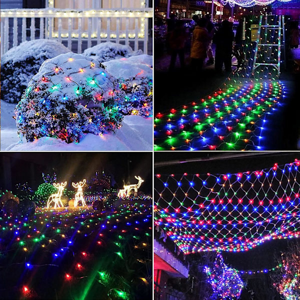 Julnätljus, 360 LED 12ft x 5ft Anslutningsbara Nätljus, 8 lägen Lågspänning Säker Adapter för Julgranar, Buskar, Bröllop,