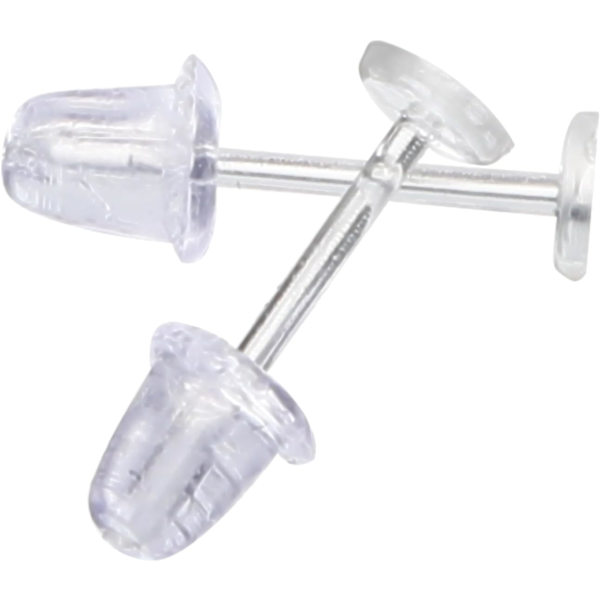 3mm Usynlige Plastik Øreringe Blanke Pins Stud