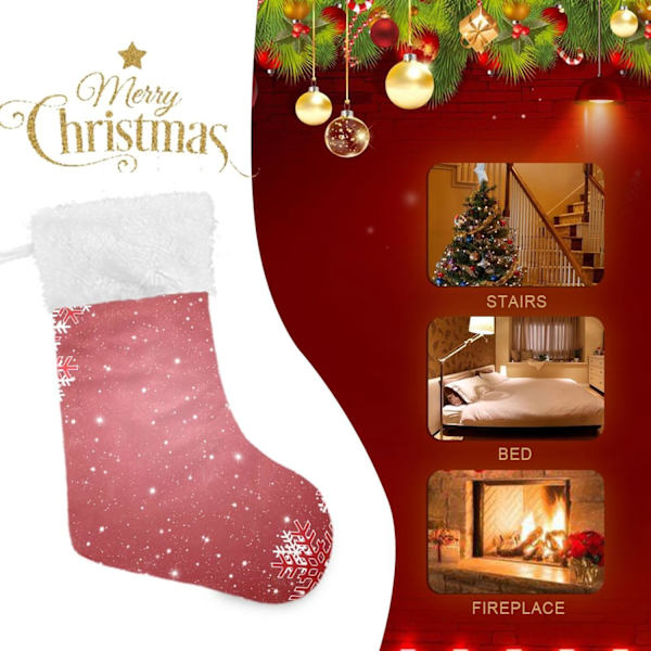 Julklapp, personliga julklappsstrumpor 2-pack Jul vita snöflingor 45,7 cm Julstrumpor Hängande prydnad spis för B