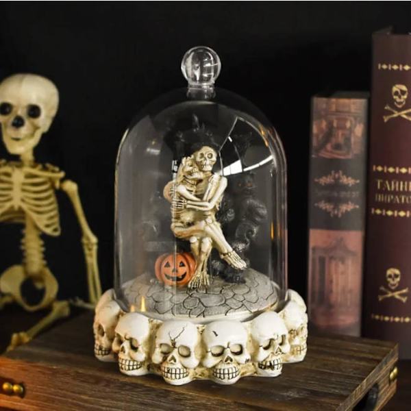Par Skelet Figur Lamp, 2024 Nye Kunsthåndværk Kranie Natlys, Skelet Statue Dekoration til Skrivebord, Kranie Ornamenter Halloween