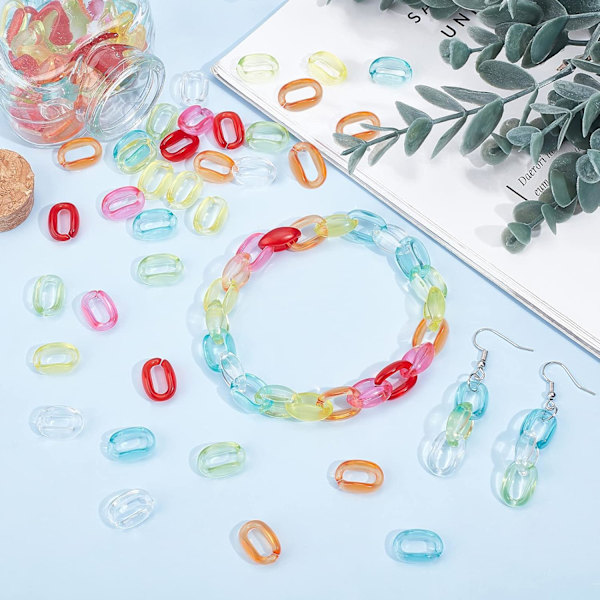 490 stk Akryl lenkeledd 7 farger Quick Link Connectors Små