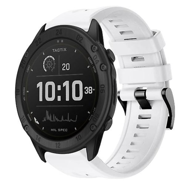 For Garmin Tactix Delta Metal Buckle Solid Color Silicone Watch Band YBJ White