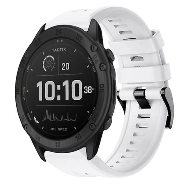För Garmin Tactix Delta Metal Buckle Solid Color Silikonklockarmband YBJ White
