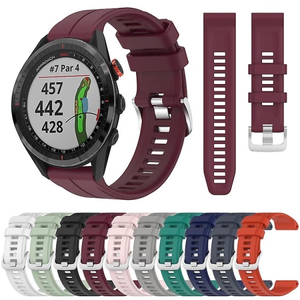 För Garmin Approach S62 22mm enfärgat silikonarmband JCK Burgundy