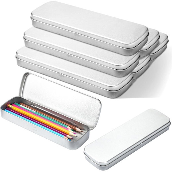 Pcs Metl ncil Box Bck to hool Gift ncil Cse Tin ncil Box Metl ncil Cse hool Supplies n Holder Empty Hinged Stinless Steel Box