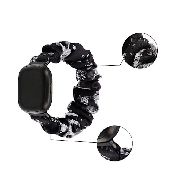 Universell hårslinga i tyg för Fitbit Versa 4 / Sense 2 Grey Floral