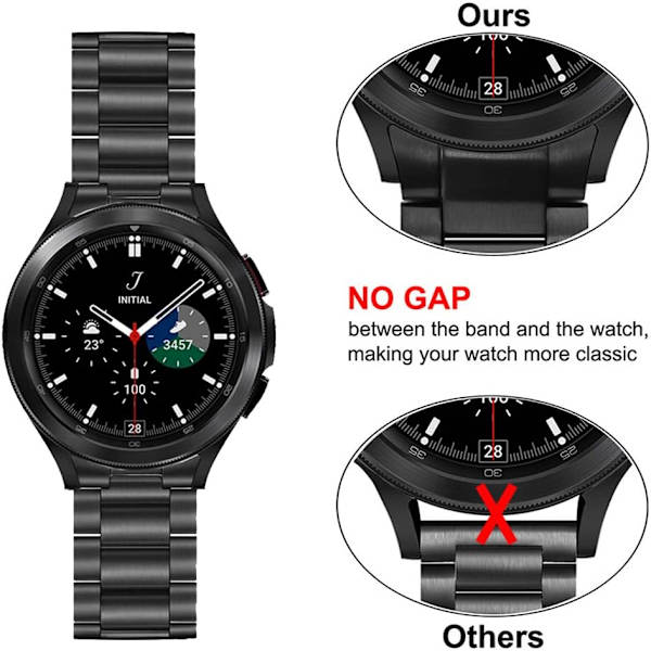 Kompatibel med Galaxy Watch 4 Classic 46mm 42mm Galaxy Watch 4 44mm 40mm armbånd, ingen hull i rustfritt stål armbåndsurrem erstatningsstropp