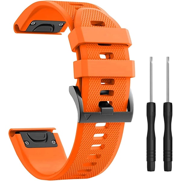 Silikone urrem Fenix ​​5x 26 mm bredde kompatibel med Fenix ​​5x/fenix 5x Plus/fenix 6x Pro Orange