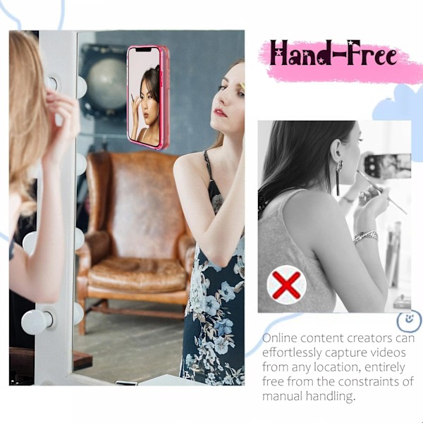 Silikon Sugpropp Mobilskal Fäste, Silikon Självhäftande Mobiltillbehör för Smartphones, Handsfree Spegel Dusch Mobilhållare för Selfies, Tiktok Videos