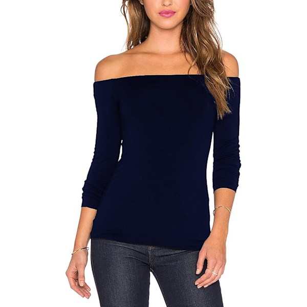 Kvinde Sexet Off The Shoulder Toppe Langærmet Slim Fit Strækbare Skjorter Bluser