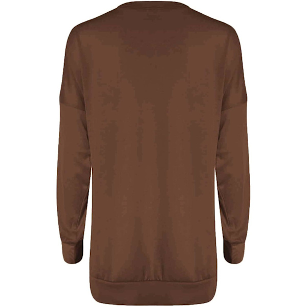 Dam tröjor höst pullover tröjor casual lös passform tunika topp bekväm söt sweatshirts långärmad crewneck t-shirts m7 brown Large