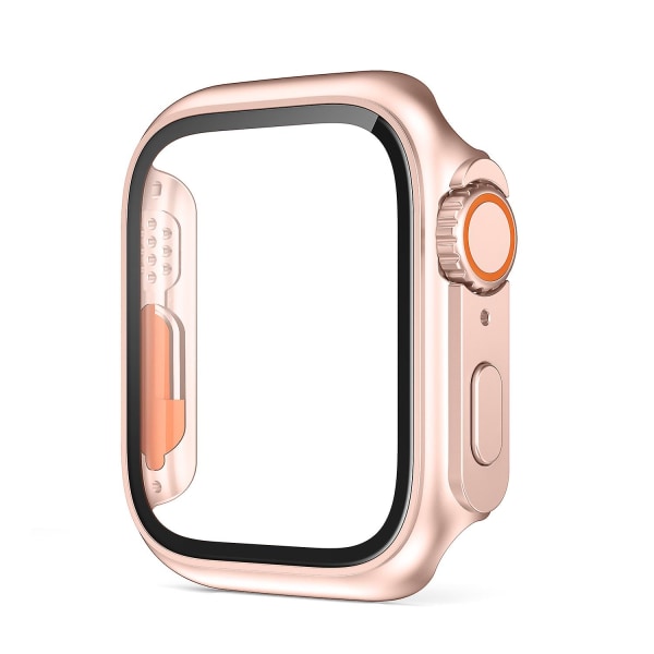 Härdat glas skyddande skal för Apple Watch 8 7 45mm 41mm Anti-drop Anti-scratch klockfodral för Iwatch 6 5 4 Se 44mm 40mm Rose gold 41mm