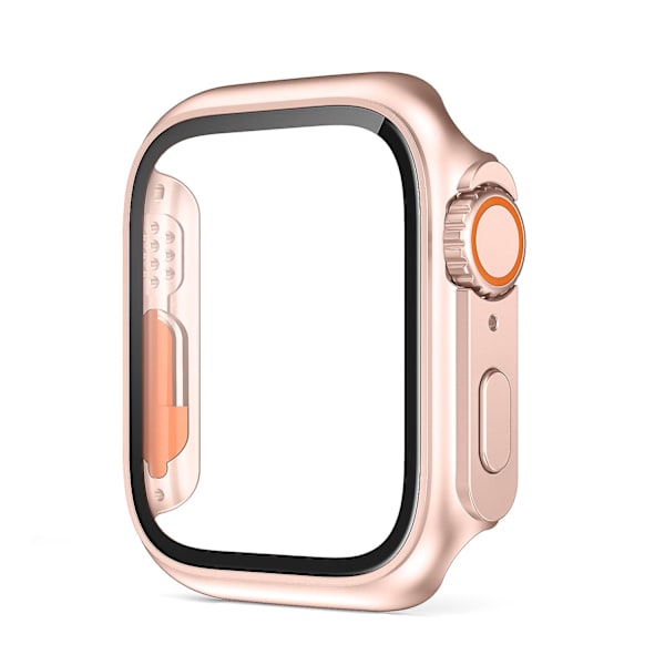 Härdat glas skyddande skal för Apple Watch 8 7 45mm 41mm Anti-drop Anti-scratch klockfodral för Iwatch 6 5 4 Se 44mm 40mm Rose gold 44mm