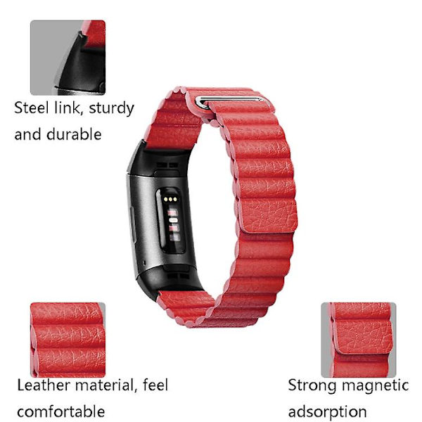 18mm Magnetisk Læder Rem Til Fitbit Charge 4 / 3 ILT Gray