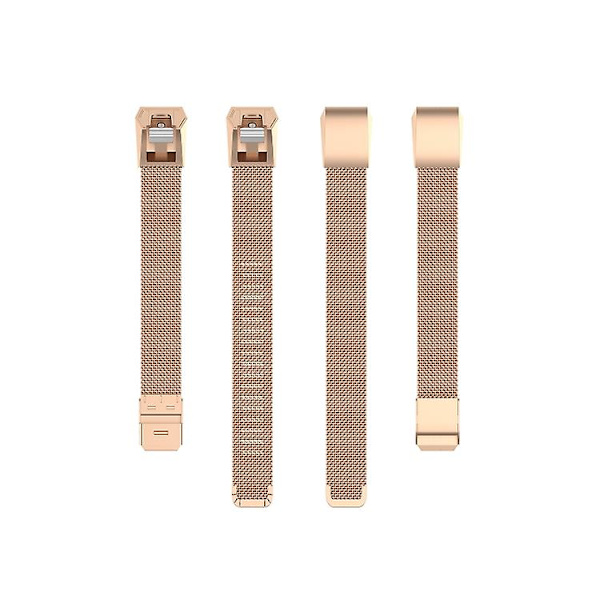 For Fitbit Alta / Alta Hr / Ace Watch Button Mesh Metal Replacement Strap Watchband SLZ Rose Gold