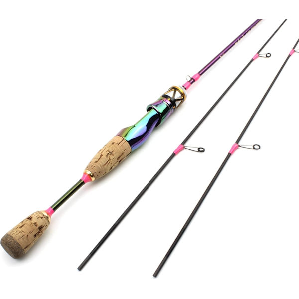1,68 m farverig 2-spids kulfiber spinne- og kastefiskesstang med solid spids til ørredfiskeri, UL-effekt, ultralet 3-7 g, bærbar fiskestang (farve: Spinnestang