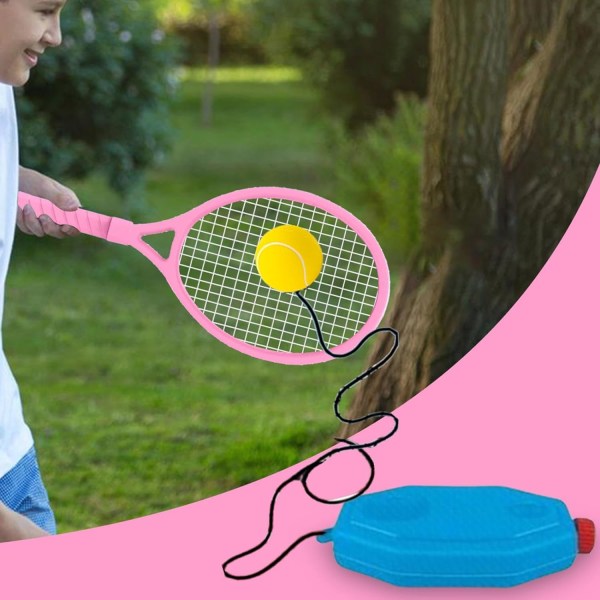 Tennis trænings rebounder | Tennis ketsjer interaktivt legetøj med snorbold, færdighedsudvikling, tether tennis spil træningsudstyr til begyndere Pink