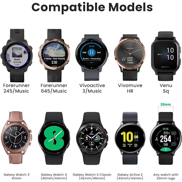 for Garmin Vivoactive 3 Band/Galaxy Watch 4 band/ Watch 3 41mm/Galaxy