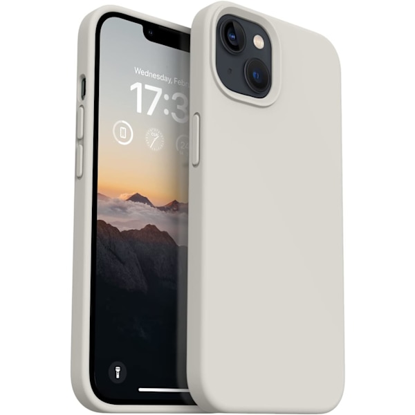 Kompatibelt med iPhone 13 Skal, Silikonskal med Slim Stötsäkert Mjukt Anti-Rep Mikrofiberfoder, 6,1 tum, White Stone White Stone