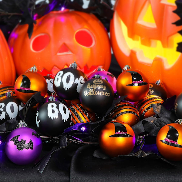 30st 2,36 tum Halloween-grandekorationer, färgad splitterfri plast
