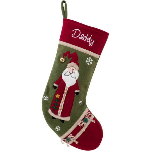 Country Claus julekulestrømpe med tilpasset navn brodert | Rustikt design på