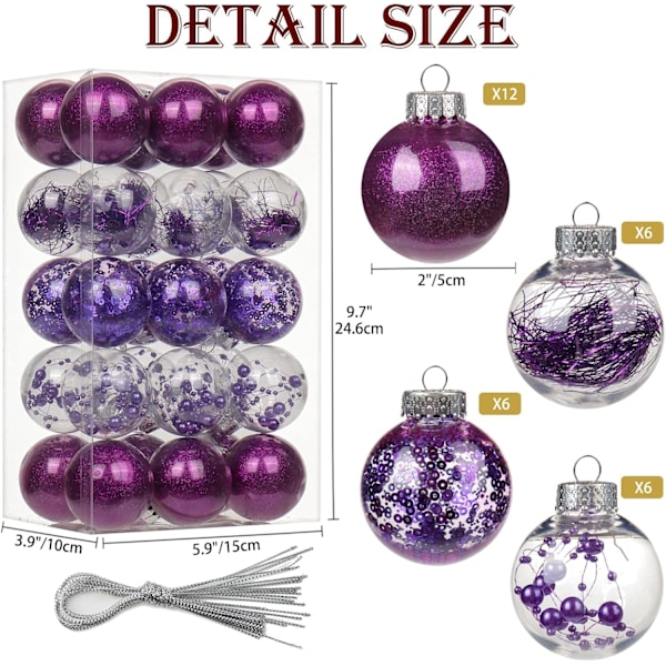30 st julgranskulor 2'' krossäkra julgranskulor set